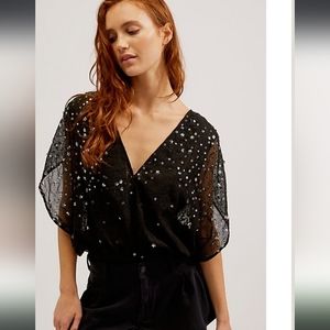 Free People Intimately Women's Summer Shine Bodysuit Color Black, Size Medium